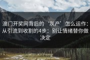 澳门开奖网背后的‘灰产’怎么运作：从引流到收割的4步：别让情绪替你做决定