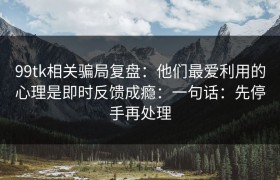 99tk相关骗局复盘：他们最爱利用的心理是即时反馈成瘾：一句话：先停手再处理