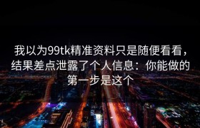 我以为99tk精准资料只是随便看看，结果差点泄露了个人信息：你能做的第一步是这个