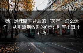 澳门足球賠率背后的‘灰产’怎么运作：从引流到收割的6步：别等出事才补救