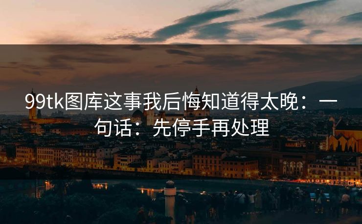 99tk图库这事我后悔知道得太晚：一句话：先停手再处理