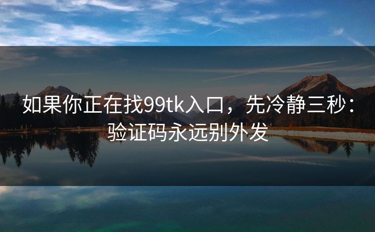 如果你正在找99tk入口，先冷静三秒：验证码永远别外发