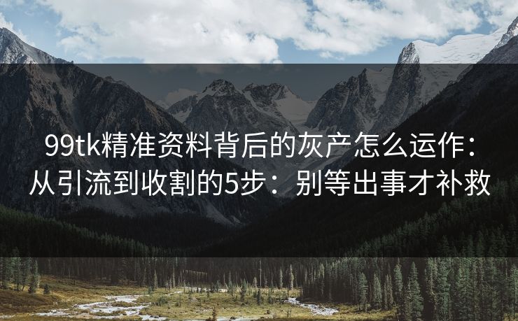 99tk精准资料背后的灰产怎么运作:从引流到收割的5步:别等出事才补救 99tk精准资料背后的灰产怎么运作:从引流到收割的5步:别等出事才补救